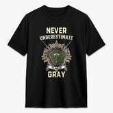 Gray Hunting Tartan Crest 2D T-shirt - Never Underestimate Style